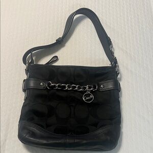 Coach Black Shoulder Bag with Chain Detail
